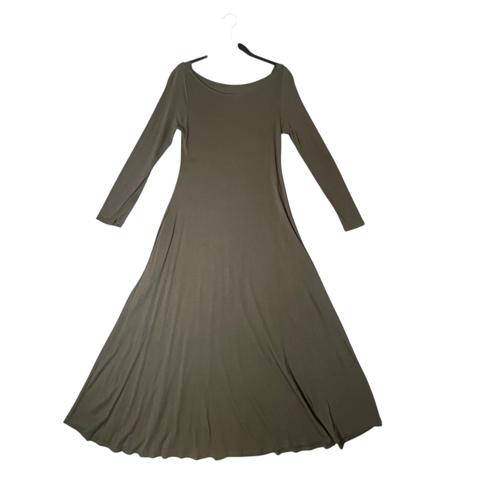 Soft Surroundings Petite S Green Cotton Maxi Dress Pockets Flowy Minimalist - Picture 2 of 12